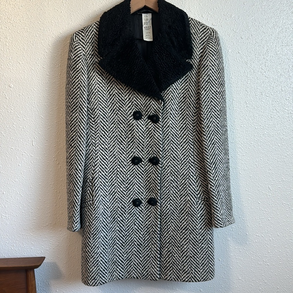 Gianni Versace 1973 Herringbone Wool Double Breasted Peacoat - Picture 10 of 12